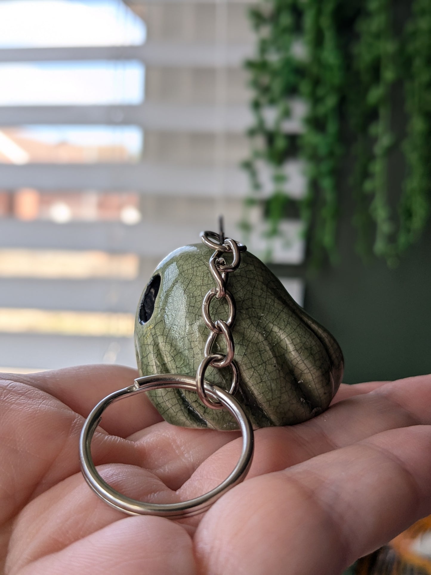 Green Crackle keyring