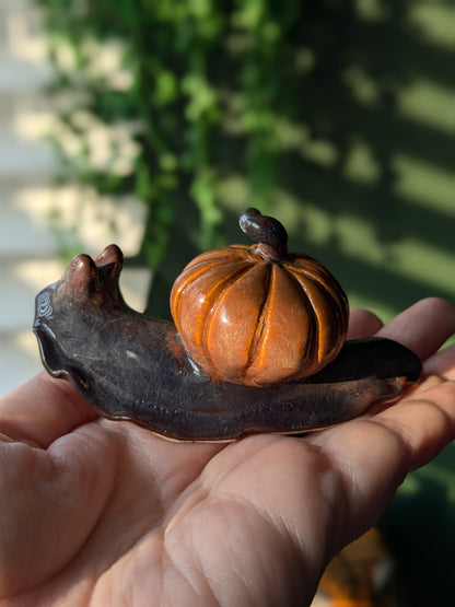 Ceramic pumpkin snail 🐌 Maple smoke