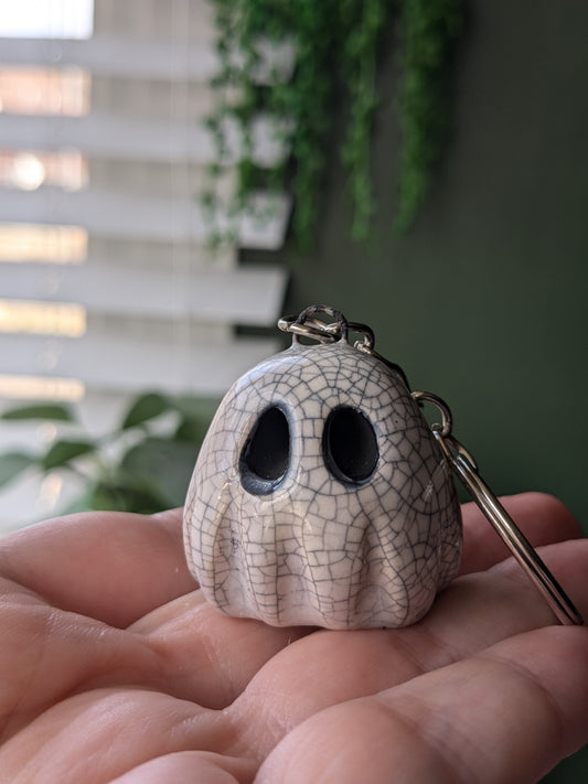 White crackle keyring