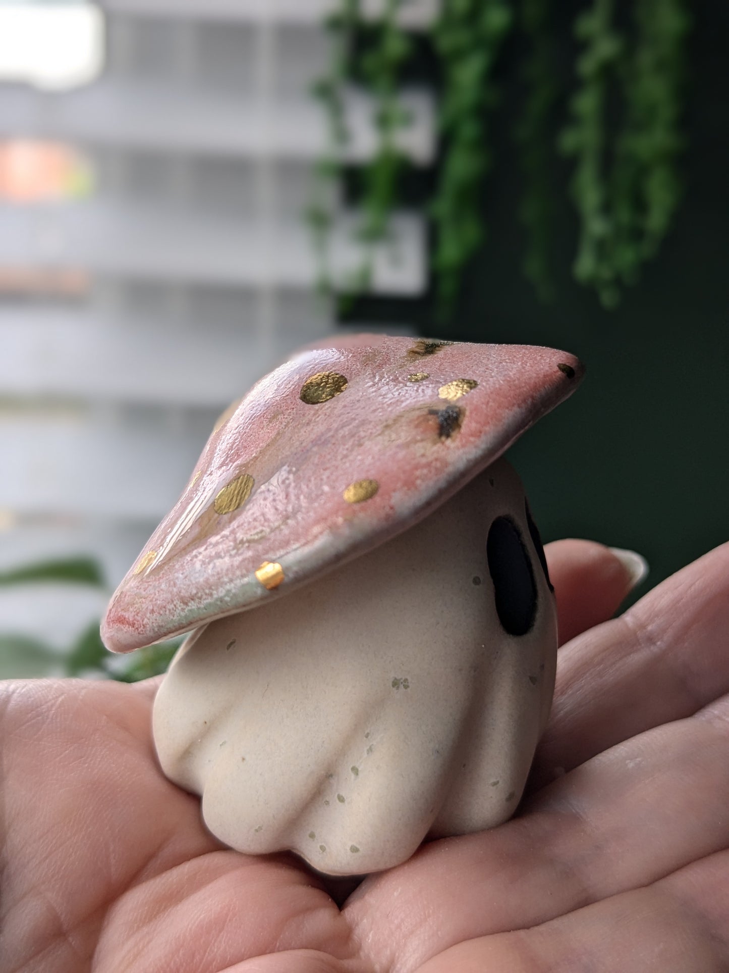 Pink mushroom ghost with 24karat golden spots
