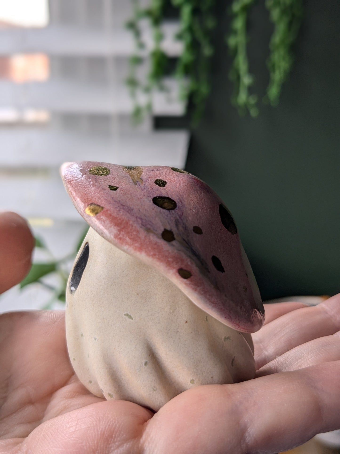 Pink mushroom ghost with 24karat golden spots