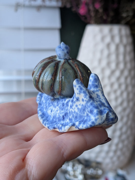 Blue denim & splatterware