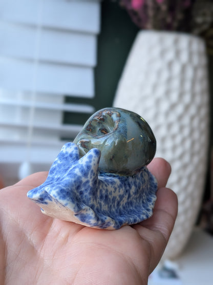 Blue denim & splatterware