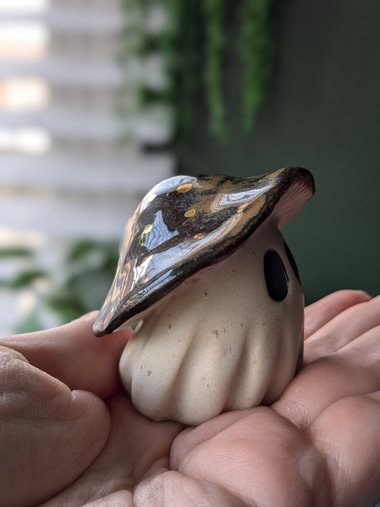 Tigers eye mushroom ghost with 24karat golden spots