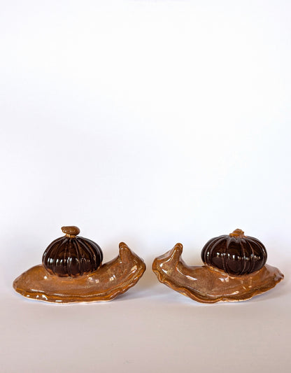 Ceramic pumpkin snail 🐌 Mulled Ember